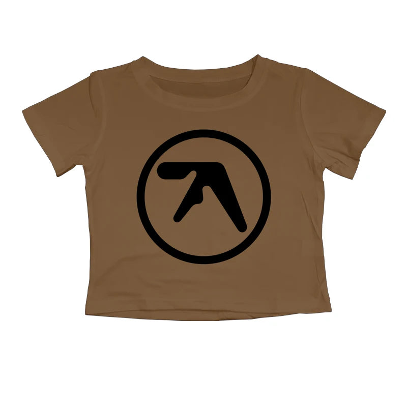 Punk Aphex Twin Print T-Shirt Oversize Hip Hop Women Streetwear Harajuku Crop Top Baby Tee Goth Summer Grunge Gothic Clothes Y2k