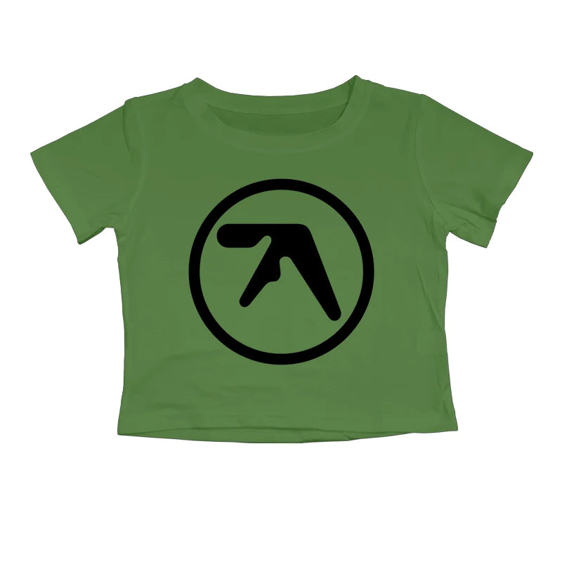 Punk Aphex Twin Print T-Shirt Oversize Hip Hop Women Streetwear Harajuku Crop Top Baby Tee Goth Summer Grunge Gothic Clothes Y2k