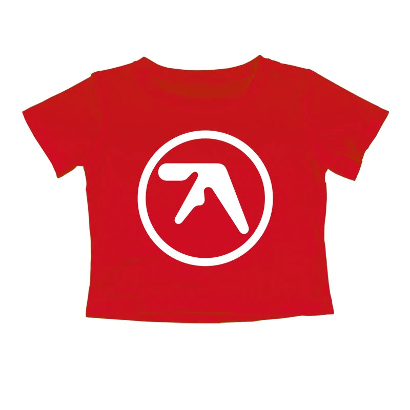 Punk Aphex Twin Print T-Shirt Oversize Hip Hop Women Streetwear Harajuku Crop Top Baby Tee Goth Summer Grunge Gothic Clothes Y2k