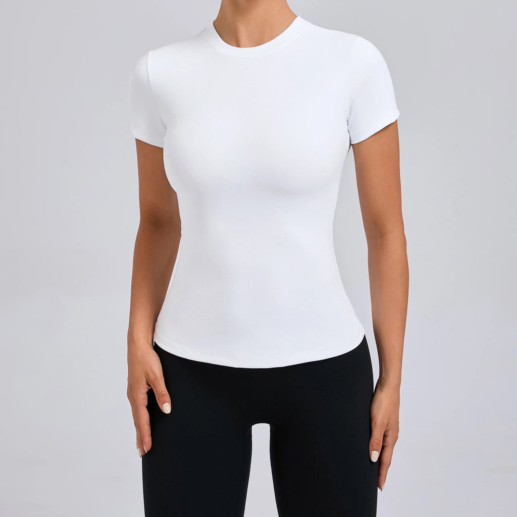 Women Top Yoga Shirts Quick Dry Running Tops Tights Push Up Workout Gym Clothes Short Sleeve Fitness Sports T-Shirts