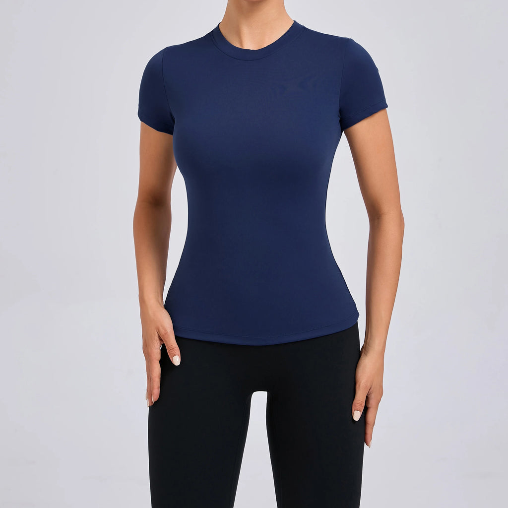 Women Top Yoga Shirts Quick Dry Running Tops Tights Push Up Workout Gym Clothes Short Sleeve Fitness Sports T-Shirts