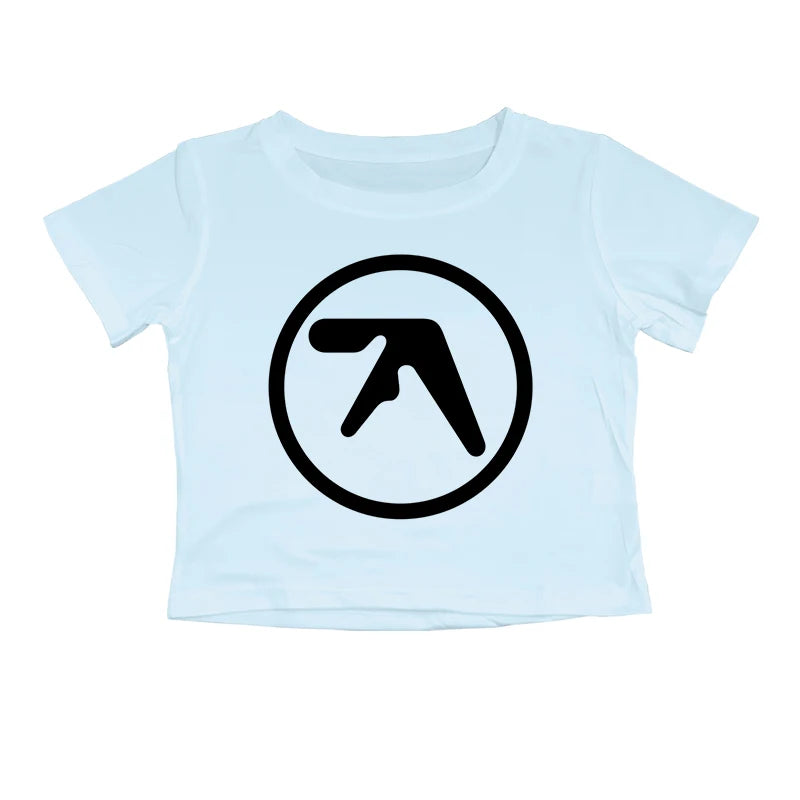Punk Aphex Twin Print T-Shirt Oversize Hip Hop Women Streetwear Harajuku Crop Top Baby Tee Goth Summer Grunge Gothic Clothes Y2k