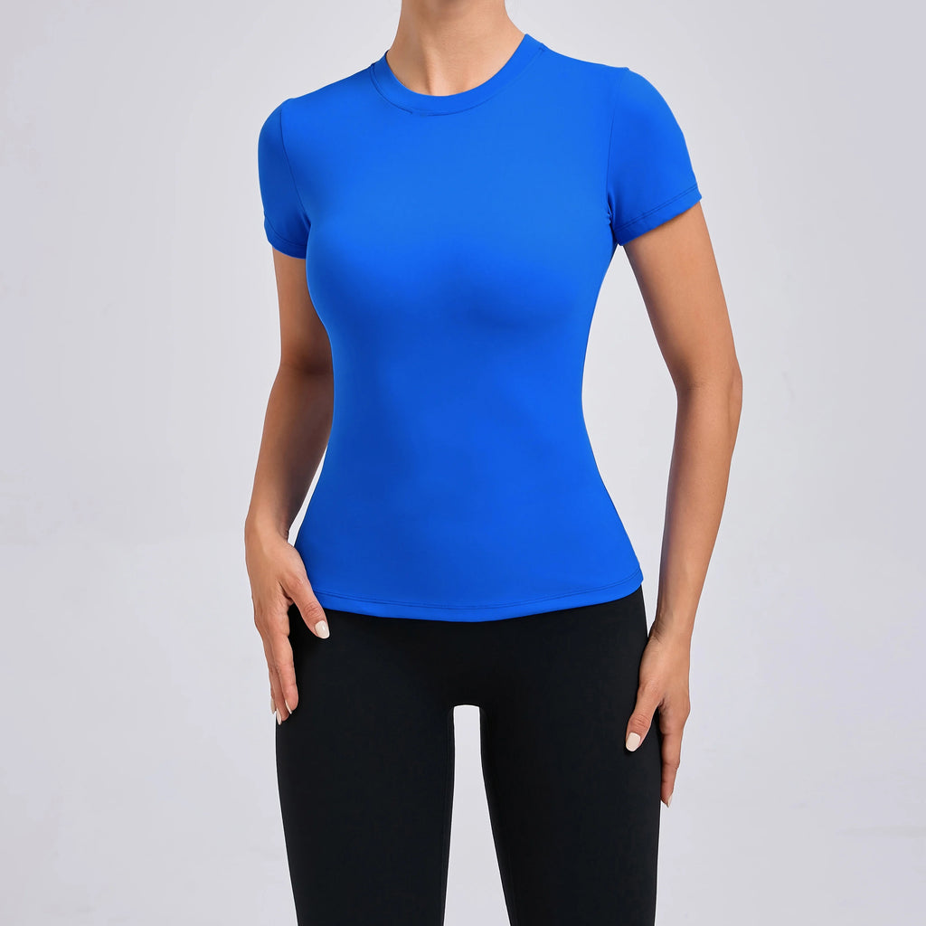 Women Top Yoga Shirts Quick Dry Running Tops Tights Push Up Workout Gym Clothes Short Sleeve Fitness Sports T-Shirts