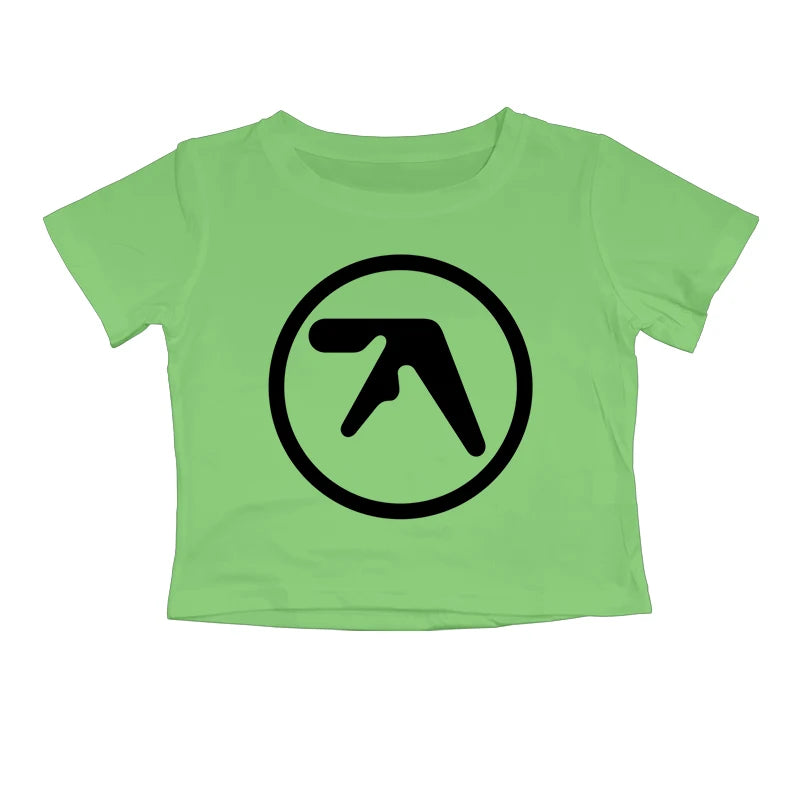 Punk Aphex Twin Print T-Shirt Oversize Hip Hop Women Streetwear Harajuku Crop Top Baby Tee Goth Summer Grunge Gothic Clothes Y2k