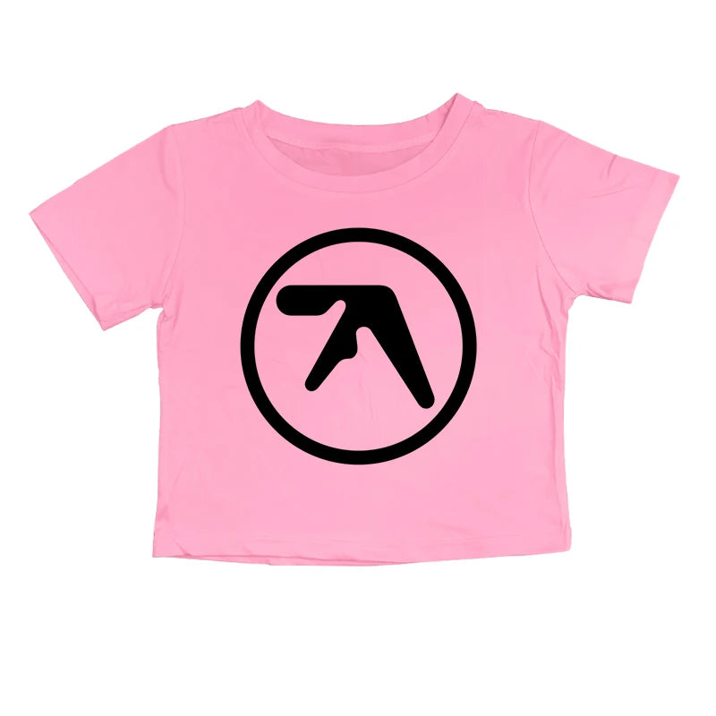Punk Aphex Twin Print T-Shirt Oversize Hip Hop Women Streetwear Harajuku Crop Top Baby Tee Goth Summer Grunge Gothic Clothes Y2k
