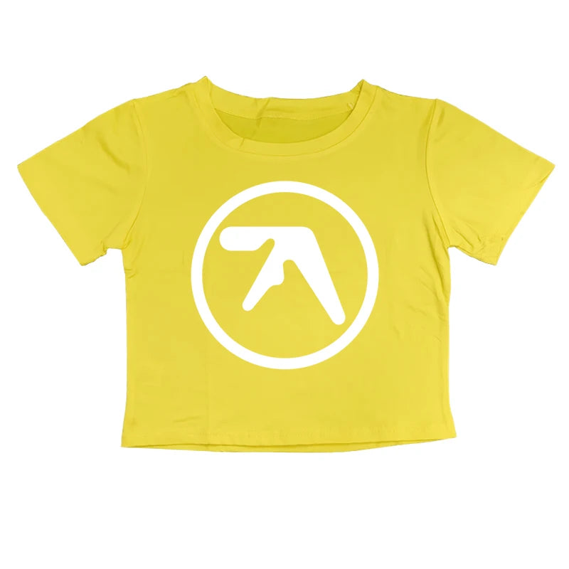 Punk Aphex Twin Print T-Shirt Oversize Hip Hop Women Streetwear Harajuku Crop Top Baby Tee Goth Summer Grunge Gothic Clothes Y2k