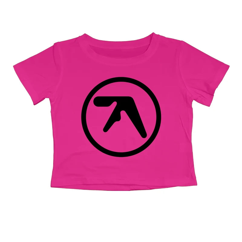 Punk Aphex Twin Print T-Shirt Oversize Hip Hop Women Streetwear Harajuku Crop Top Baby Tee Goth Summer Grunge Gothic Clothes Y2k