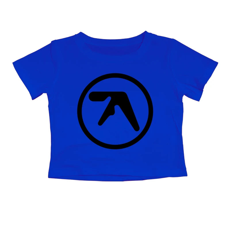 Punk Aphex Twin Print T-Shirt Oversize Hip Hop Women Streetwear Harajuku Crop Top Baby Tee Goth Summer Grunge Gothic Clothes Y2k