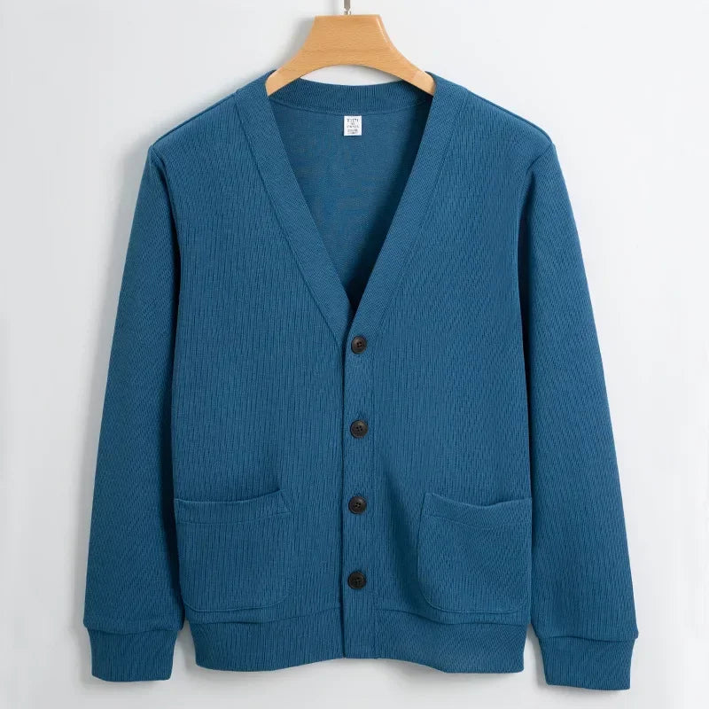 BROWON New Knitted Sweater Cardigan Men 2025 Autumn Solid Casual Man Clothes Korean Fashion 80% Cotton V-Neck Collar Sweater Men